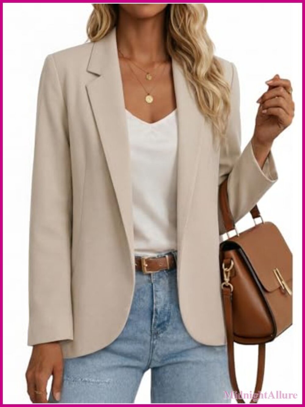 Lightweight Open Front Blazer Women's Work Casual Long Sleeve Jacket